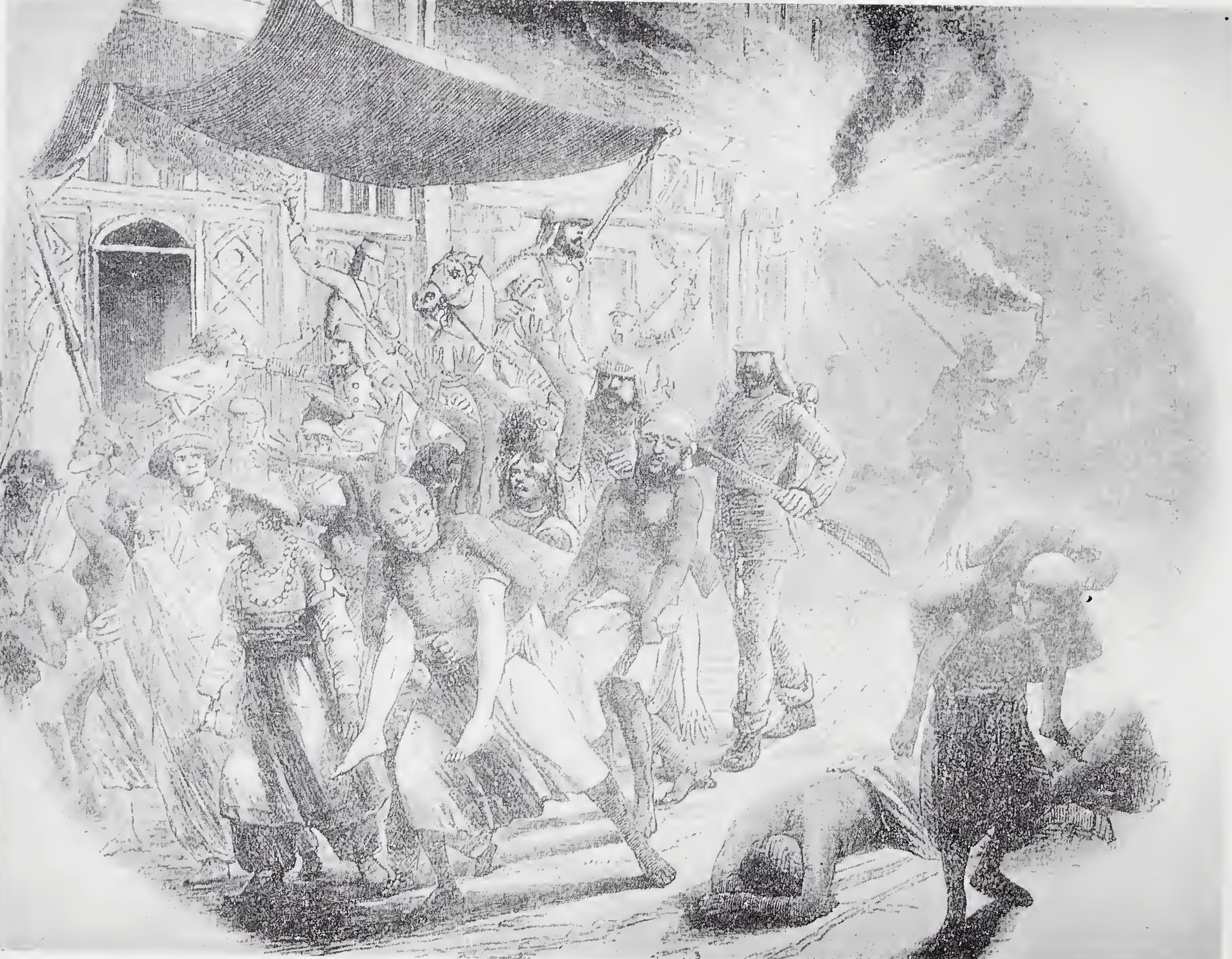 Ejectment of Indians from a burning village in Kanpur District