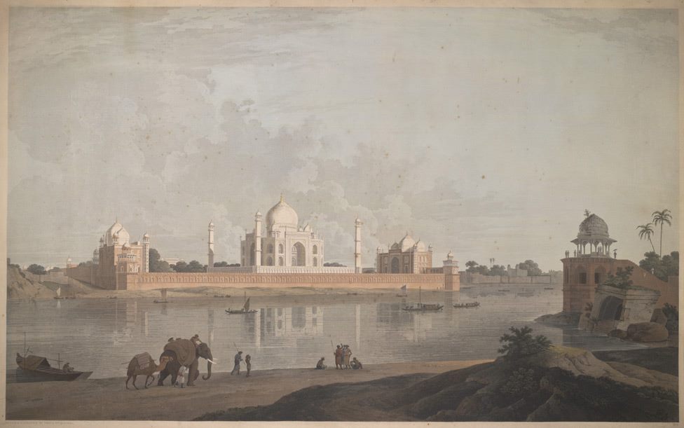 The Taj Mahal, Agra'. Aquatint, drawn and engraved by Thomas and William Daniel
