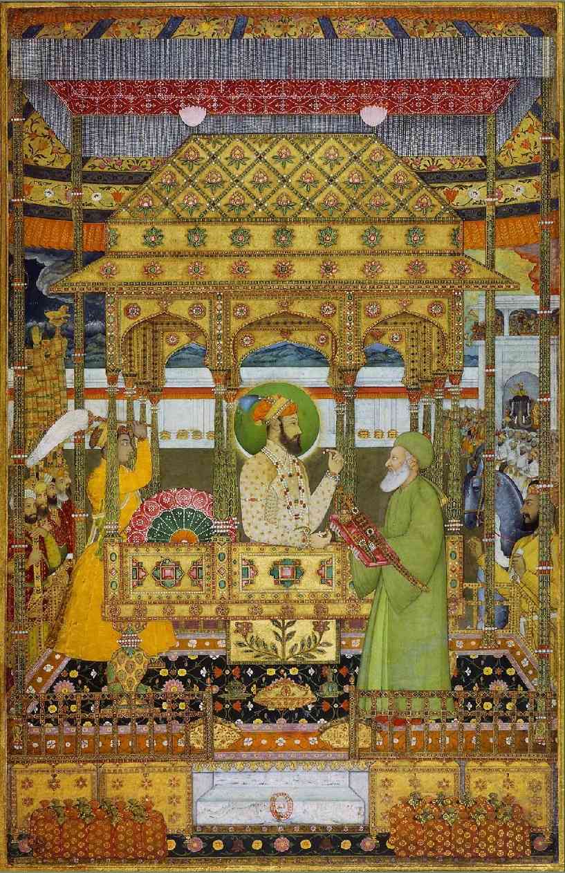 Sultan Azhar ud-din Muhammad 'Azim Mirza, 'Azim us-Shan Bahadur, Receiving the Investiture from Khwaja Khizr. ca. 1712 -19. (2)
