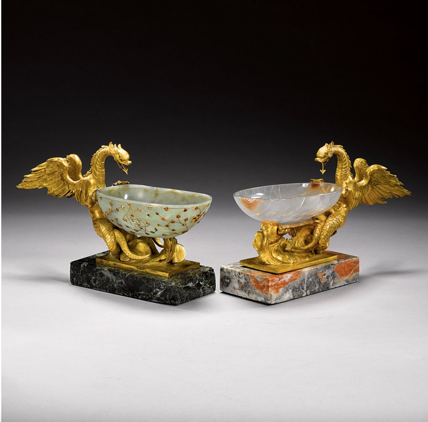 A Mughal 16th-17th century jade drinking cup with the Azhdaha