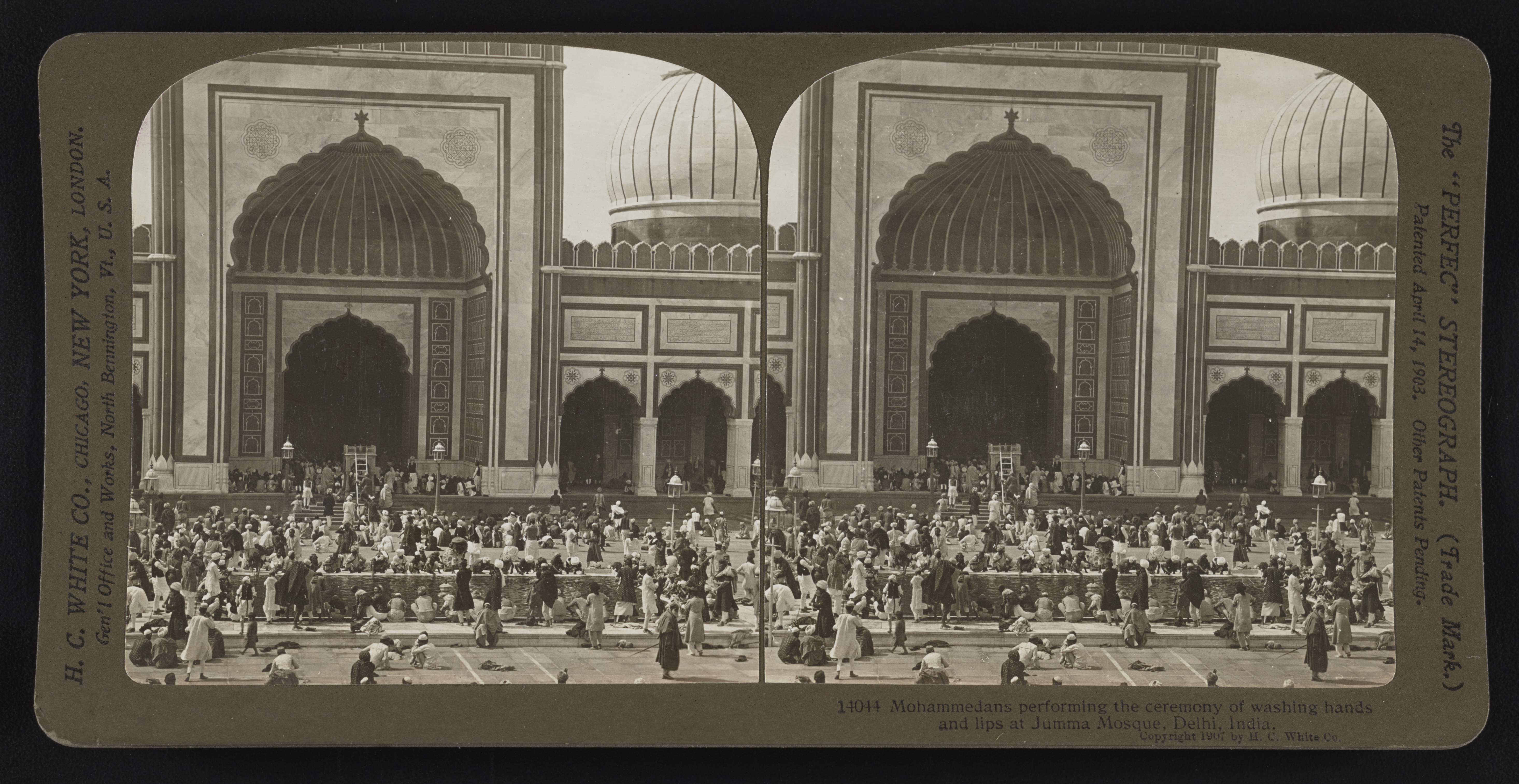 Mohammedans performing the ceremony of washing hands and lips at Jumma Masjid, Delhi, India