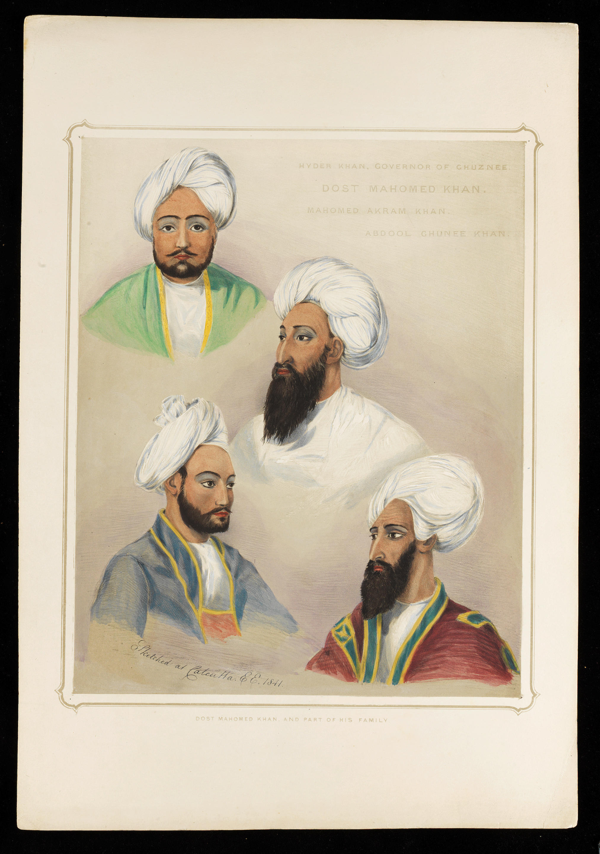 Dost Mohammed Khan and part of his family: Mohammed Akram Khan, Hyder Khan, Abdool Ghunee Khan