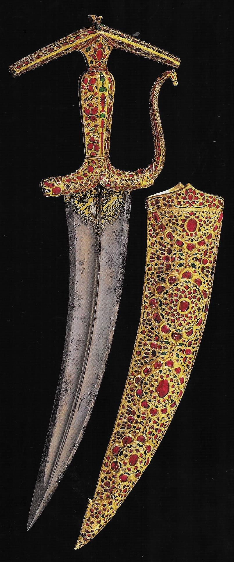 Dagger & Scabbard Mughal, c.1615.20 Hilt & scabbard gold