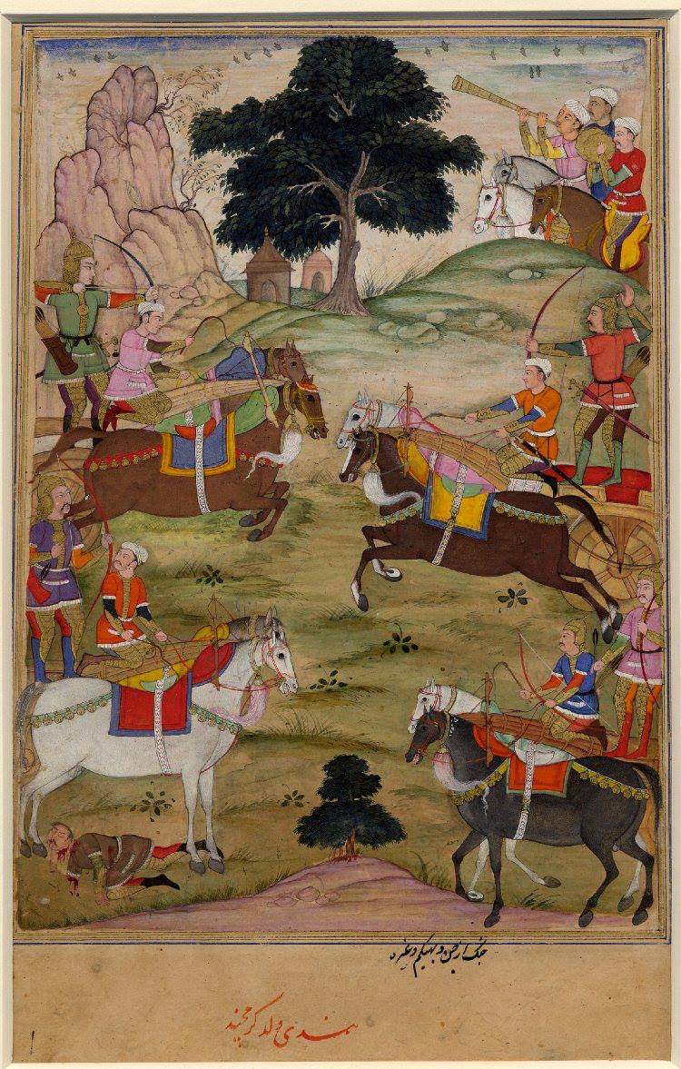This archaic battle scene, taken from the epic Razmnameh