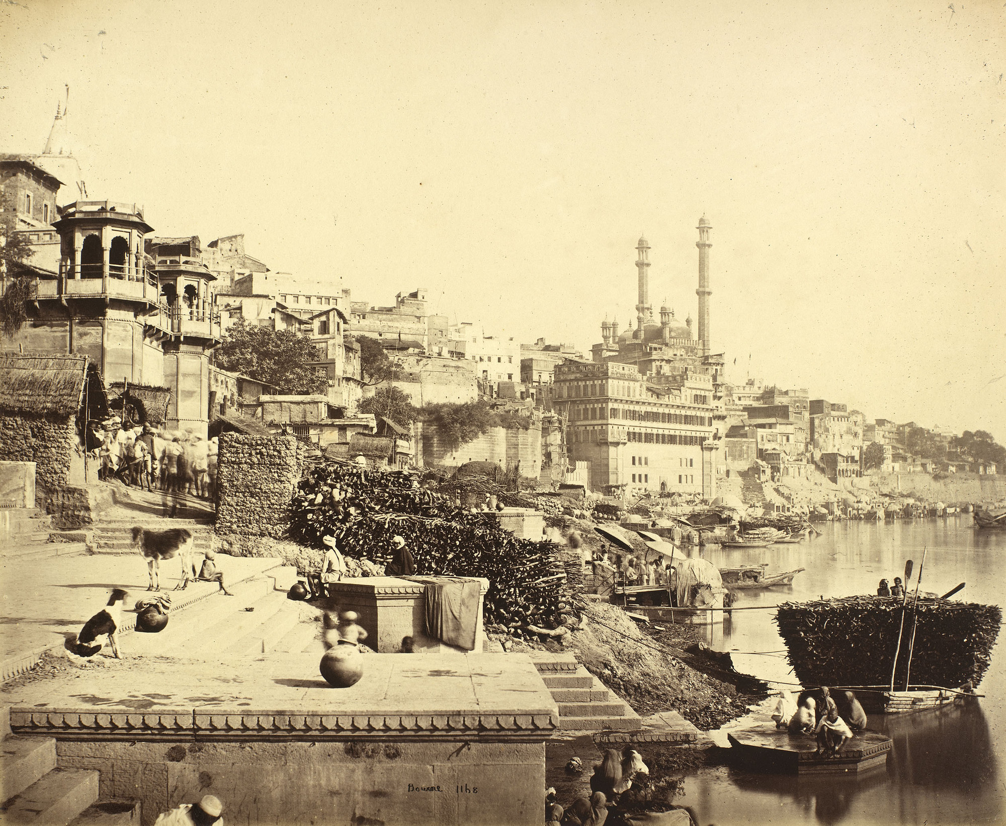 The Mosque of Aurangzeb and adjoining Ghats, Benares - 1865