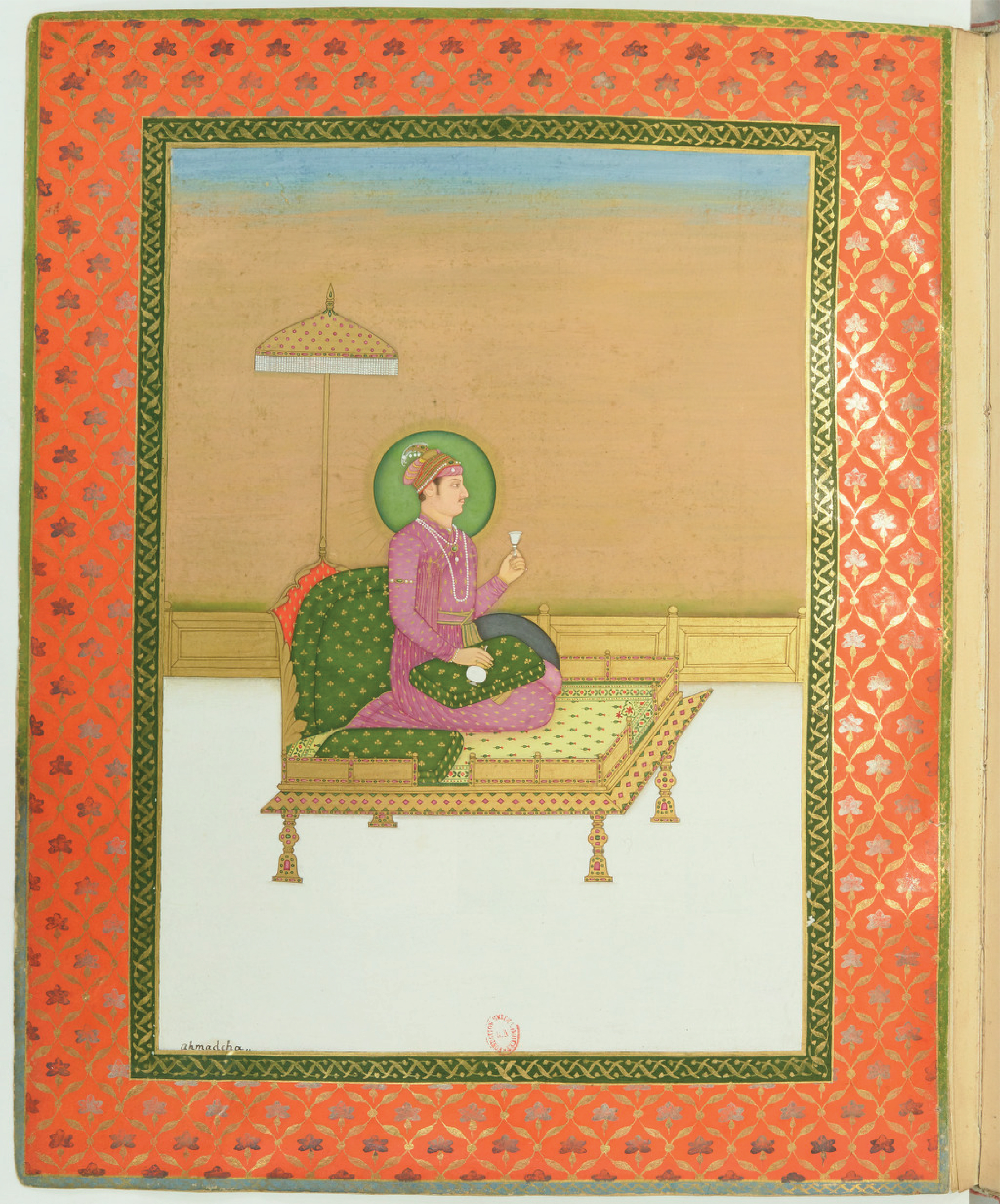 Collection of portraits of Mughal Emperors made by Colonel Gentil (H.M. Sultan Ahmad Shah Bahadur, Padshah-i-Ghazi, Dur-i-Durran, Emperor of Hindustan) this work was done