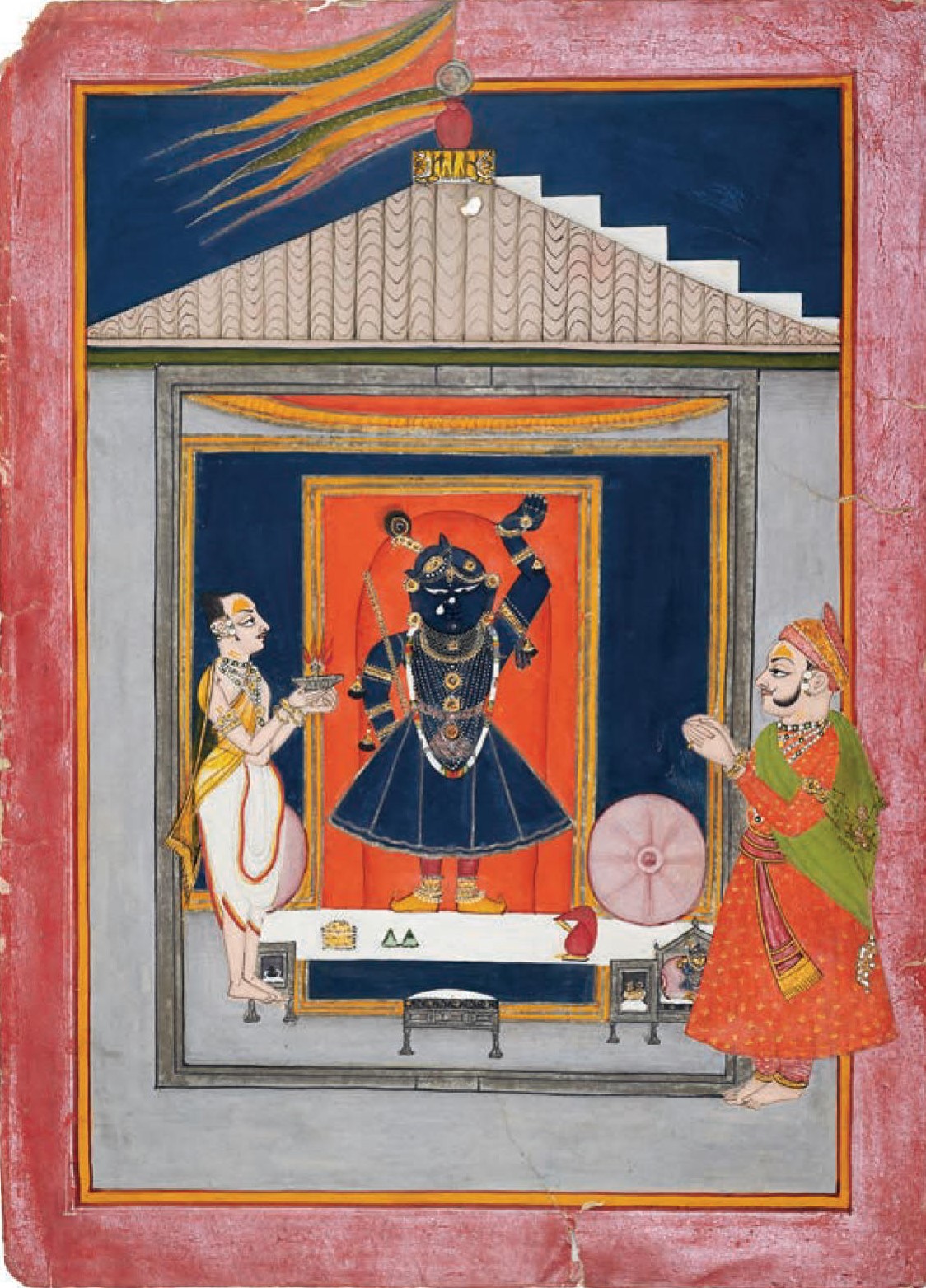 Maharaja Kishor Singh of Kotah worshiping Shrinathji