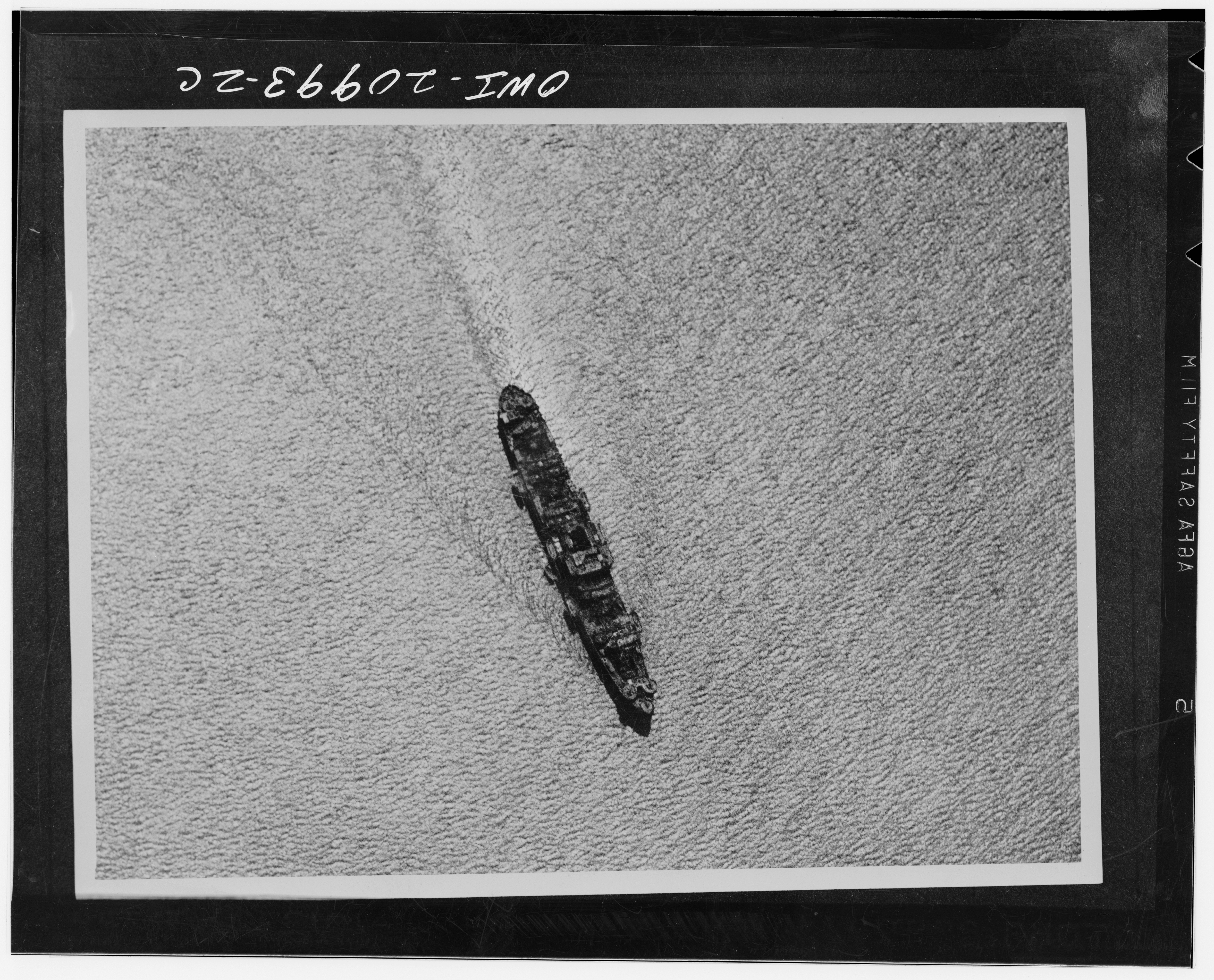 Seven thousand ton Japanese merchant vessel armed force and aft with anti-aircraft guns as it was spotted by India Air task bombers near Rangoon, India