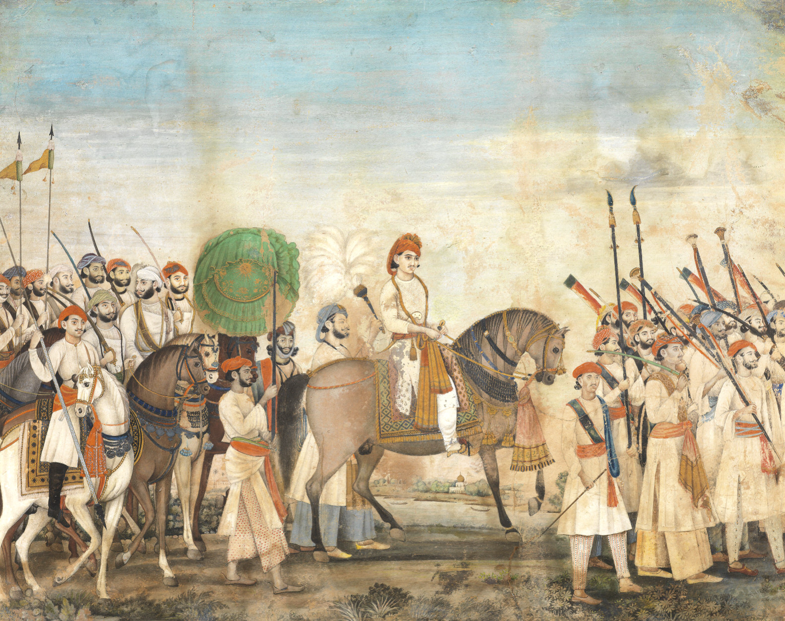 H.R.H Mirza Muhamed Sultan Fateh-ul-Mulk Shah Bahadur, the Heir Apparent (Shahzada Ghulam Fakhr ud-din, Mirza Fakhru Sahib) and Entourage in Procession by the River Jumna