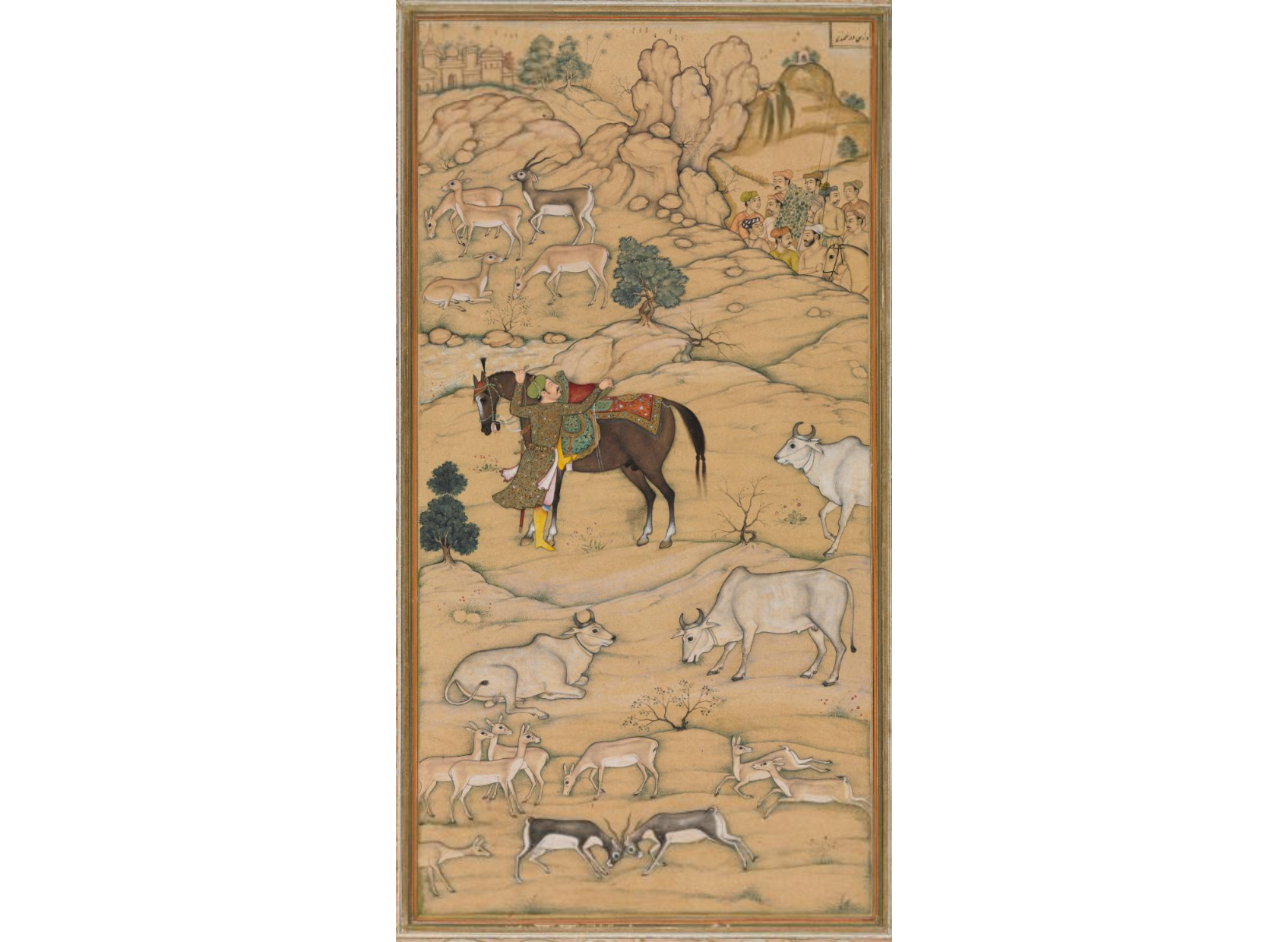 Akbar Mounting his Horse; page from the Chester Beatty Akbar Nama (History of Akbar)