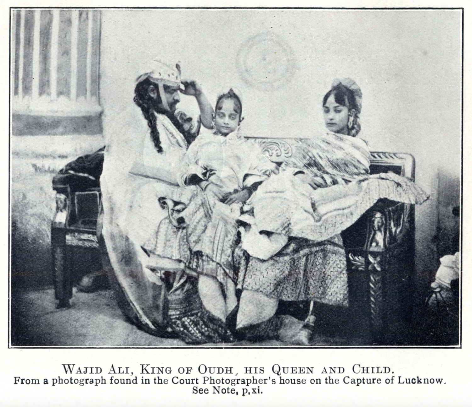 Wajid Ali Nawab of Awadh, His Nawabzadi and Child
