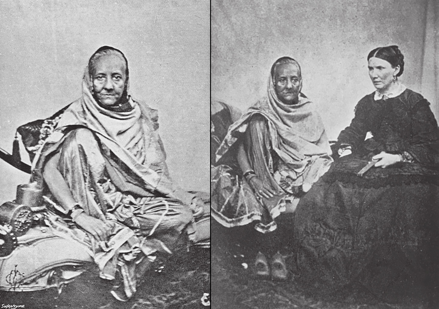 Photograph of Zinat Mahal and Emily Wheeler in Rangoon, taken by Alexander McMahon, 1872