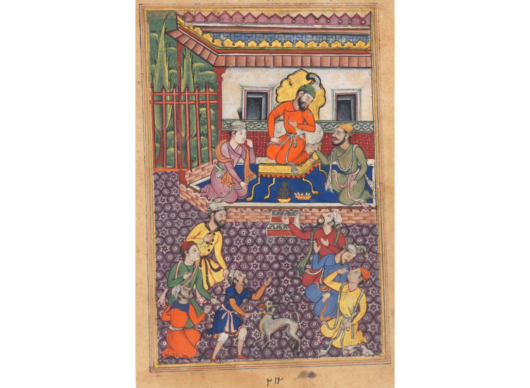 Page from Tales of a Parrot (Tuti-nama): Forty-sixth night: The court of the Raja of Ujjain