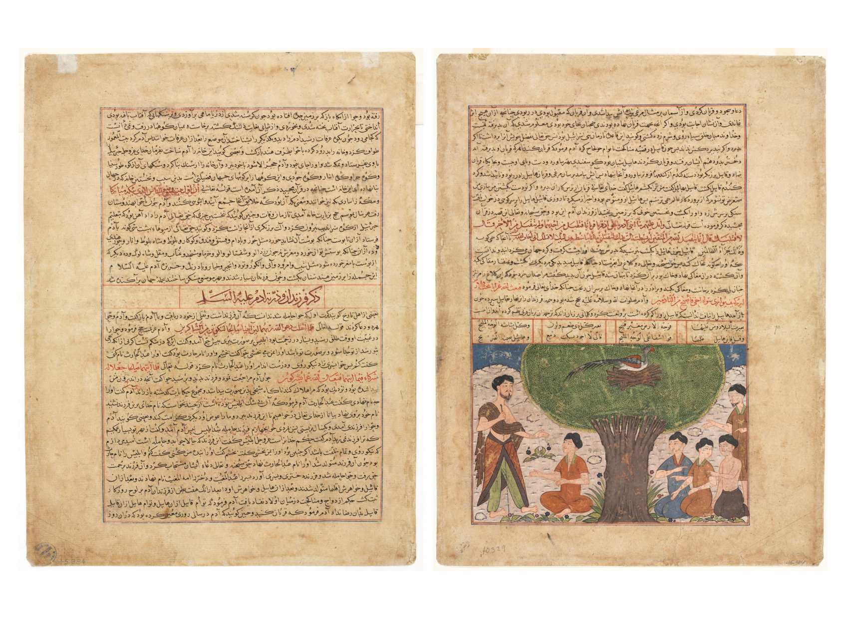 Text Page, Persian Prose (recto); The Story of Adam peace upon him, his Sons and Progeny (verso)