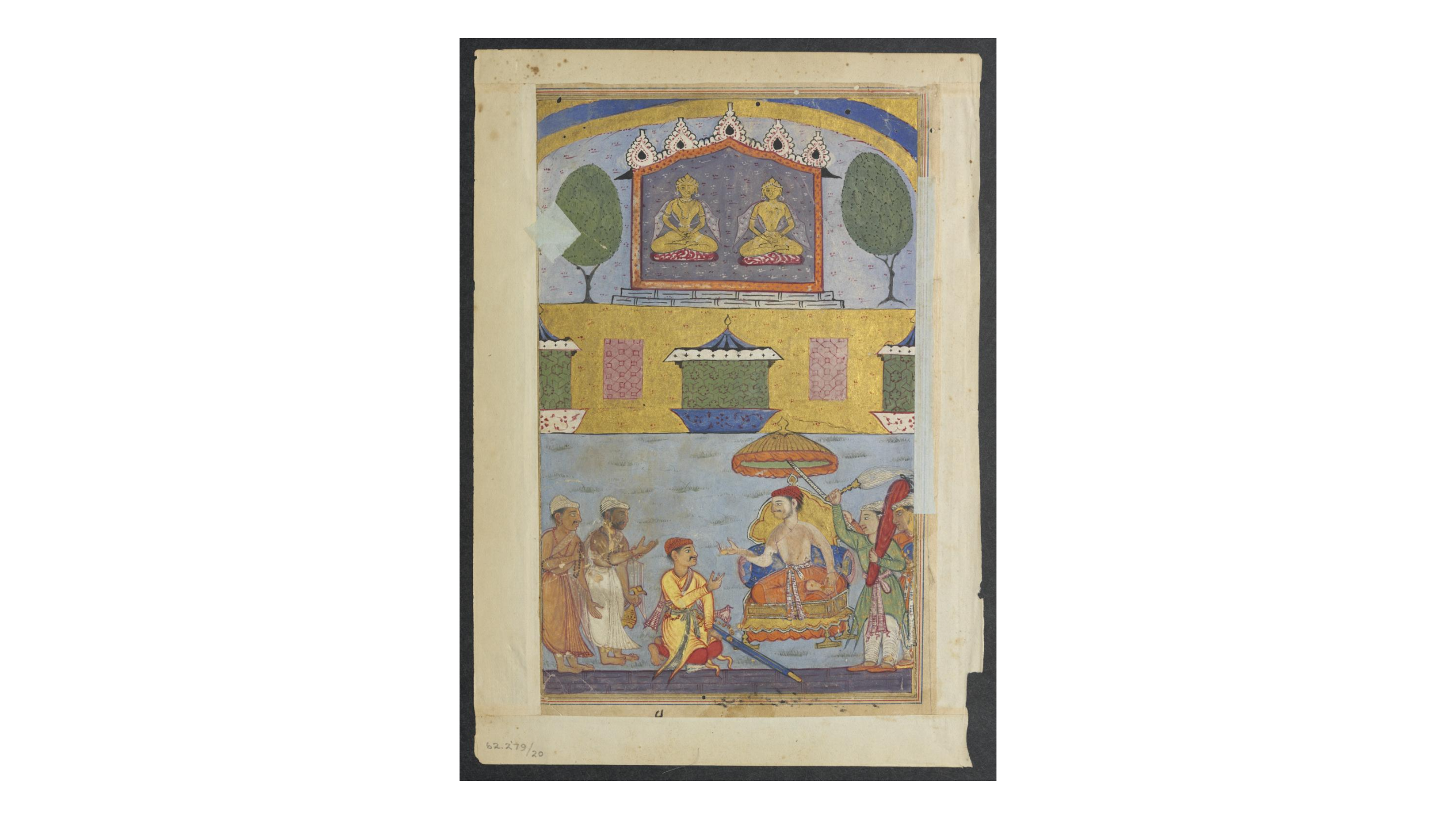 The goldsmith and the carpenter inform the king of a dream in which the golden images plan to desert the city for lack of worshippers, from a Tuti-nama (Tales of a Parrot): Third Night