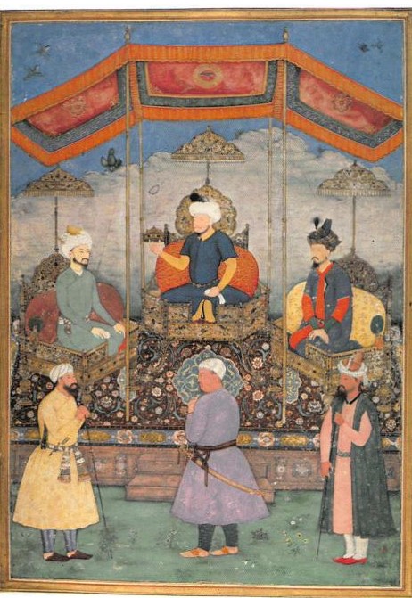 Timur enthroned with Babur and Humayun