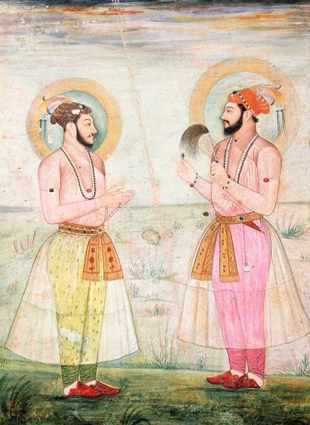 Prince Dara Shikoh and Sulaiman Shikoh Nimbate wearing fine muslin robes