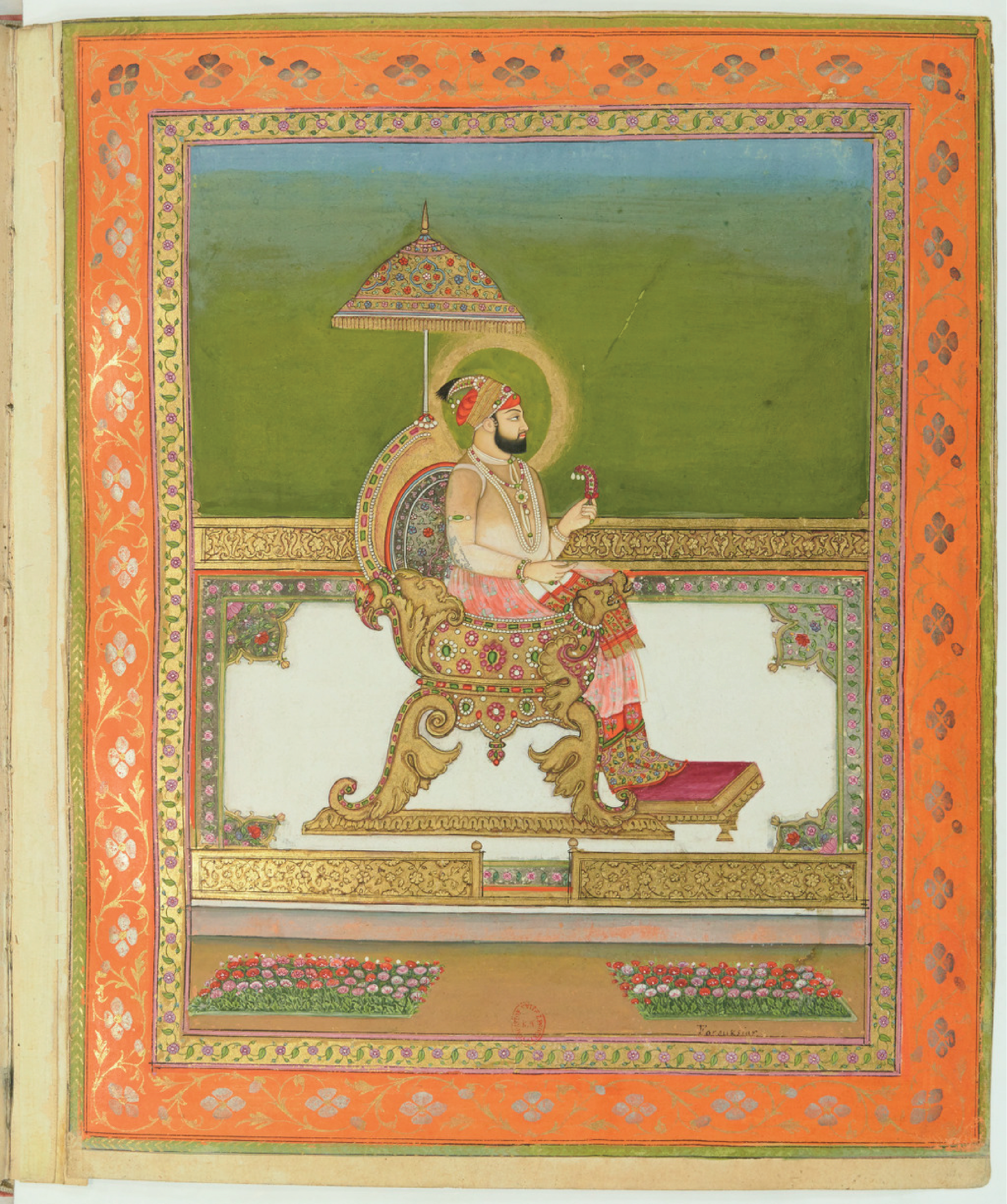 Collection of portraits of Mughal Emperors made by Colonel Gentil (H.M. Abu'l Muzaffar Muin ud-din Muhammad Shah Farrukh-siyar Alim Akbar Sani Wala Shan Padshah-i-bahr-u-bar [Shahid-i-Mazlum], Emperor of Hindustan) this work was done