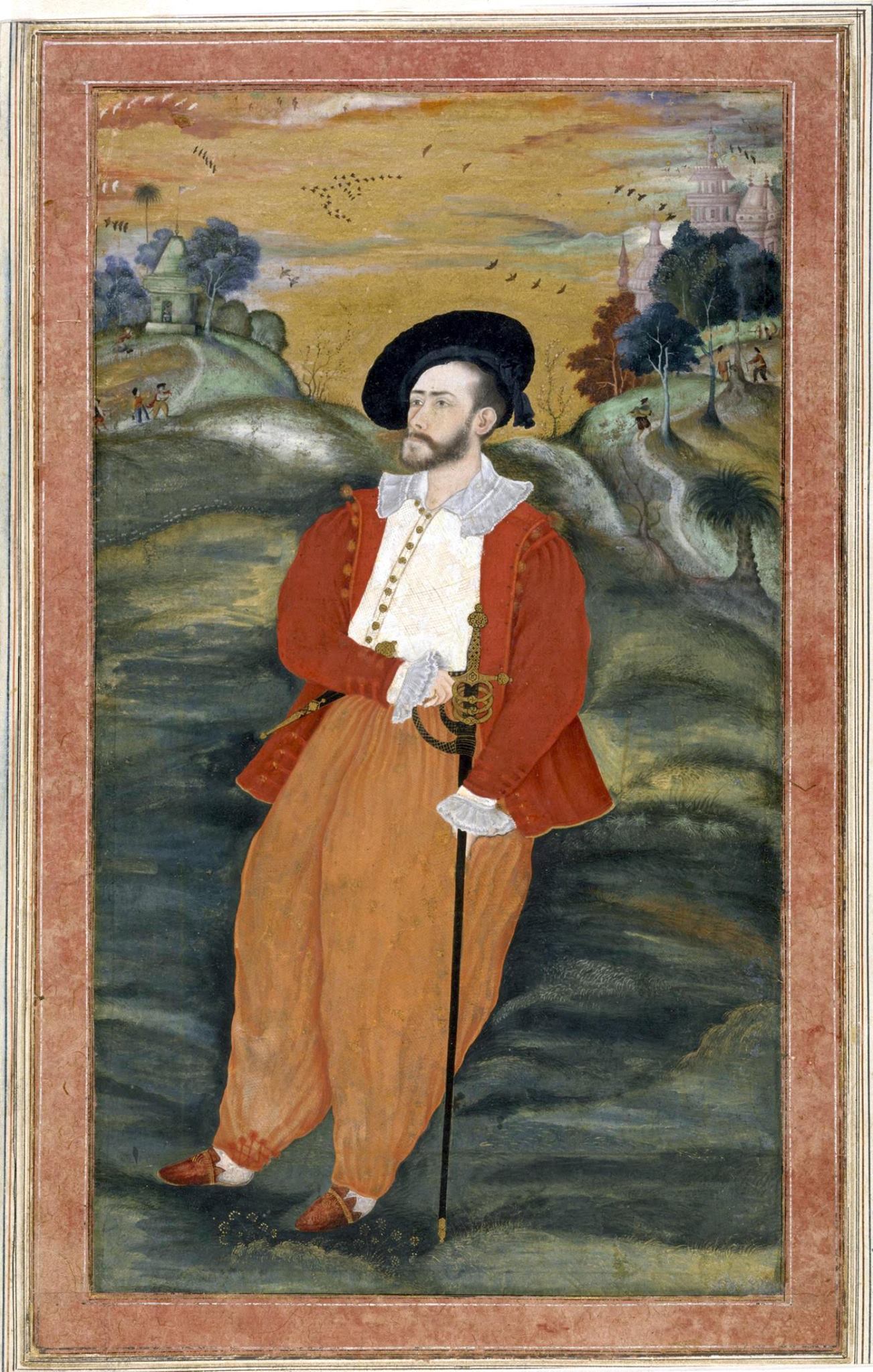This Mughal painting of an unknown European was probably painted in the first half of the reign of the emperor Jahangir (1605-1627)