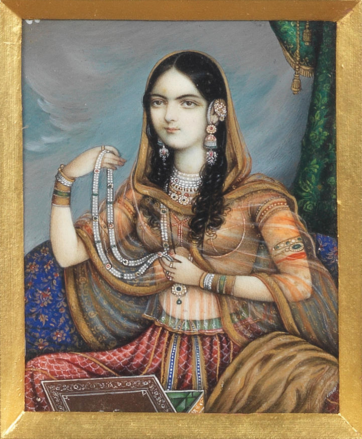 Copy of a Portrait for Asafar Mahal Begam wife of Bahadur Shah II, Delhi, by the artists Mahmud Faizul and his pupil, Asmuddin, circa 1900, after originals of 1840-50