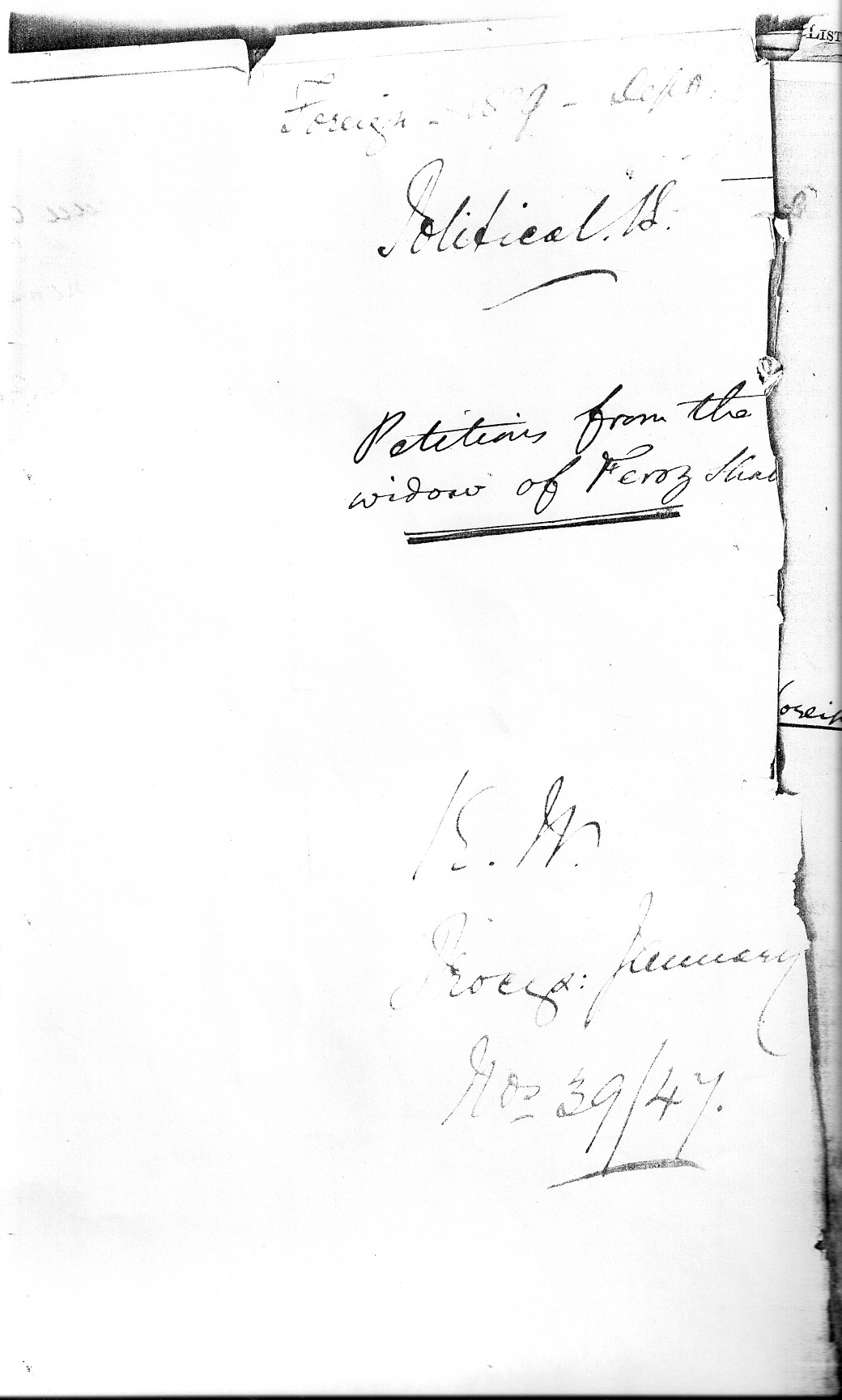 Petition from the widow of Mirza firuz shah