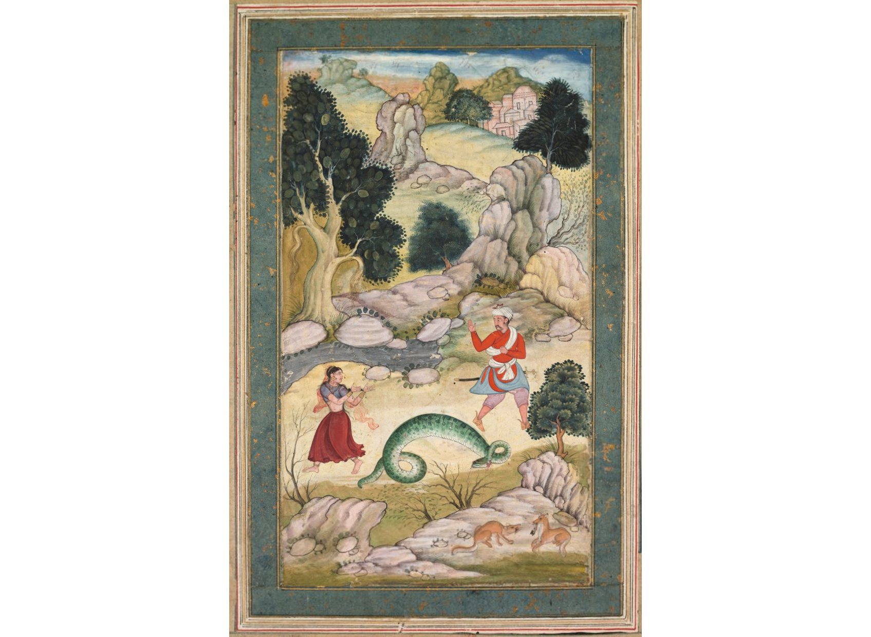 Lovers parting, page from a book of fables