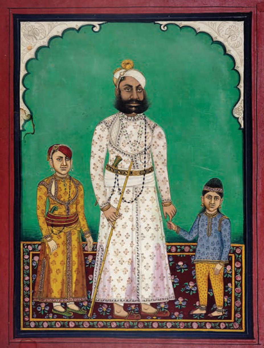 Maharana Fateh Singh with Prince Bhupal Singh and Princess Ankaran Bai - Mewar