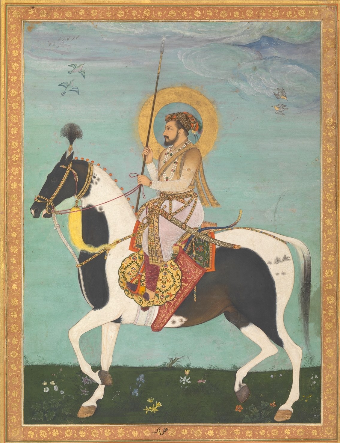 "Shah Jahan on Horseback", Folio from the Shah Jahan Album