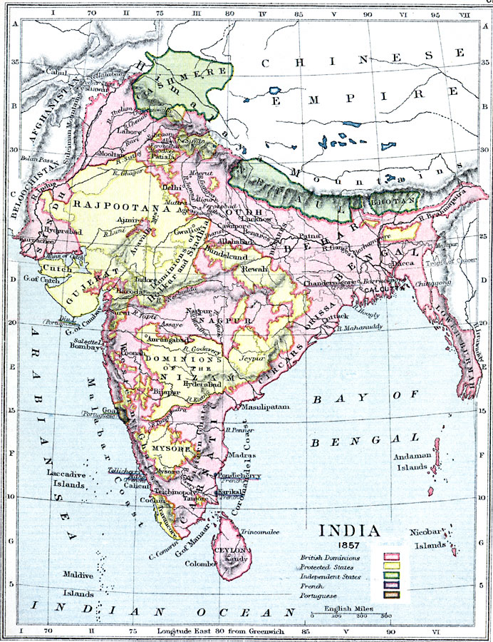 India at the time of the Indian Rebellion, 1857