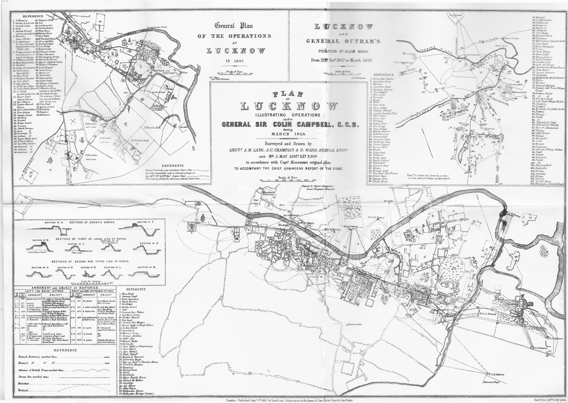 Plan of Lucknow illustrating Operations under General Sir Colin Campbell, C.C.B during March 1858