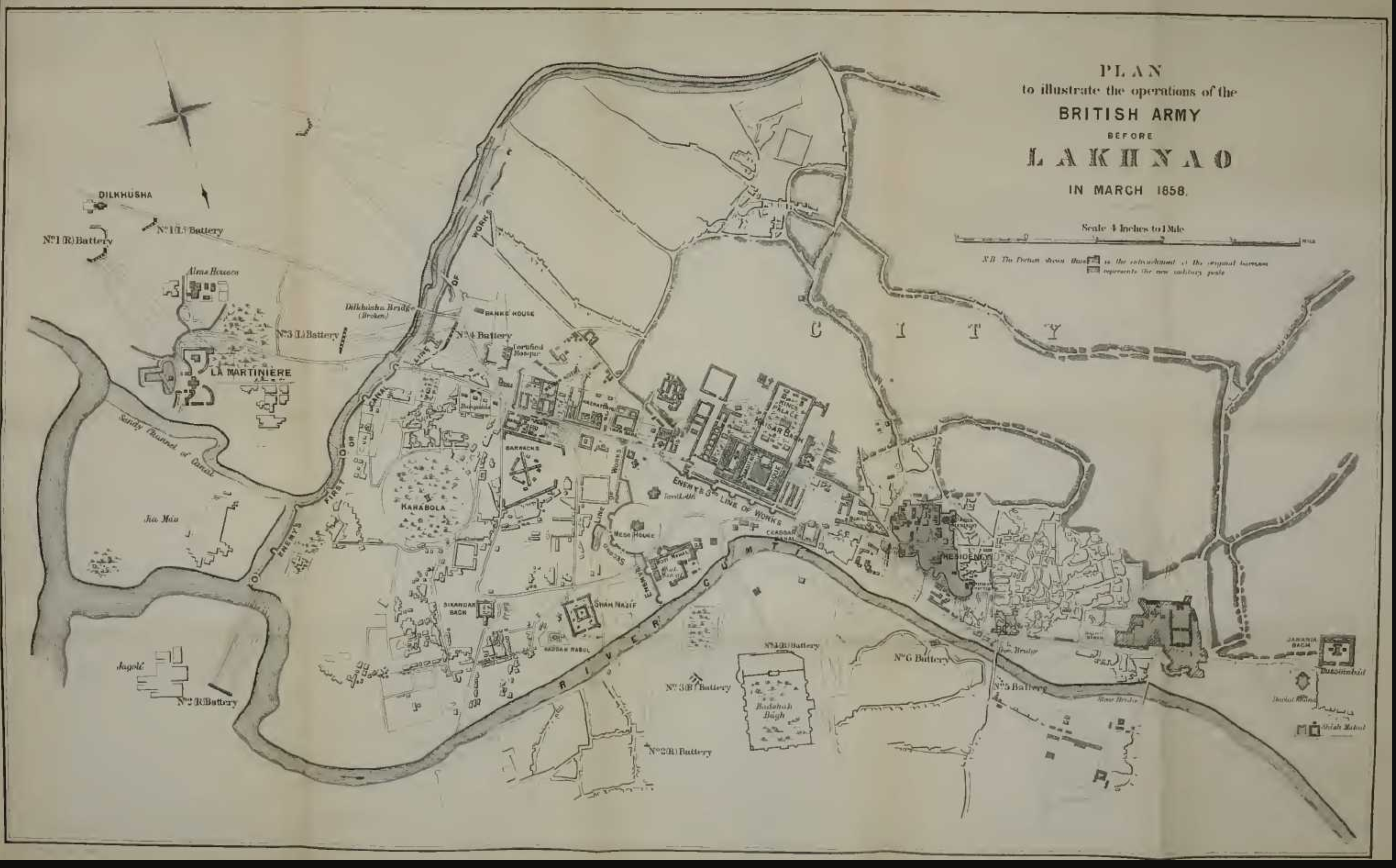Plan To Illustrate The Operations Of The British Army Before Lucknow In March 1858