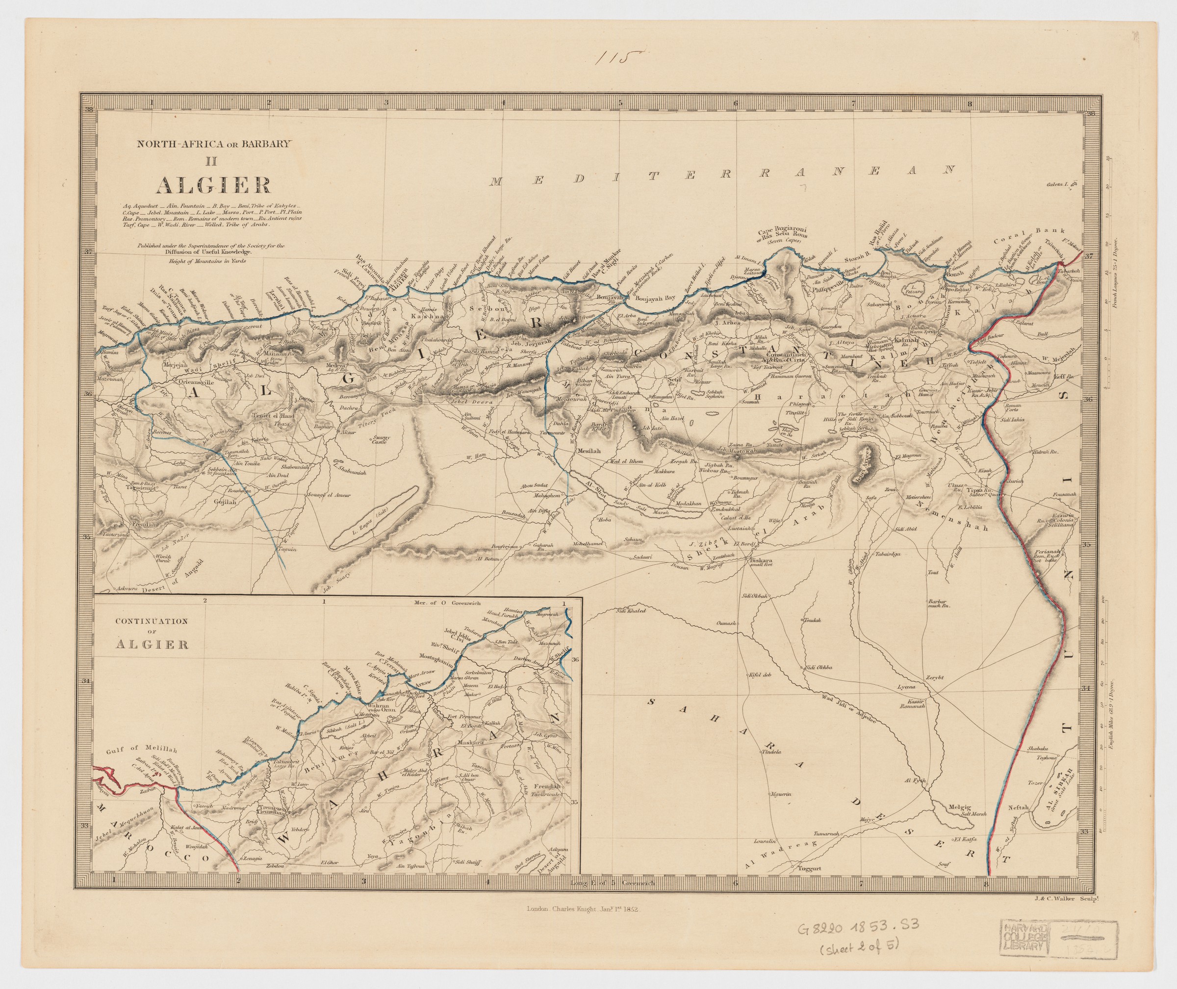 Map Of North Africa or Barbary II Algier