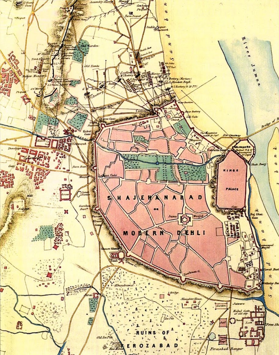 Map of Shahjahanabad, (The old walled city of Delhi)