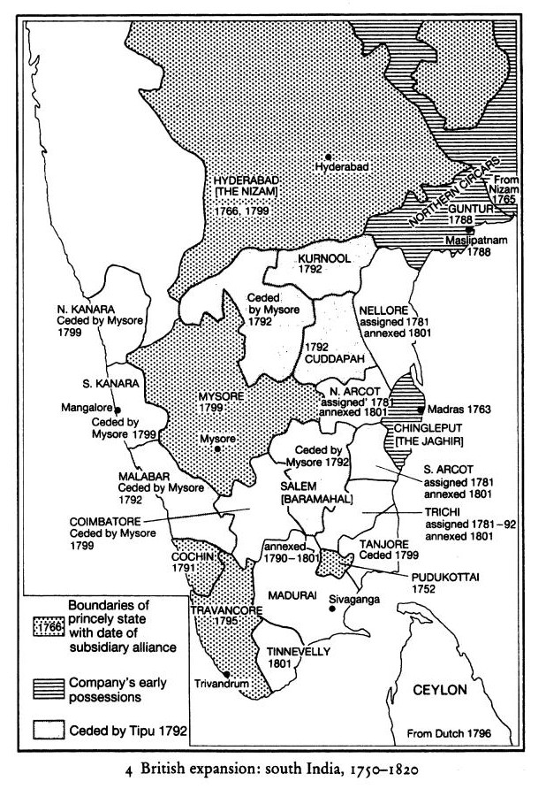 Map of British Expression South India