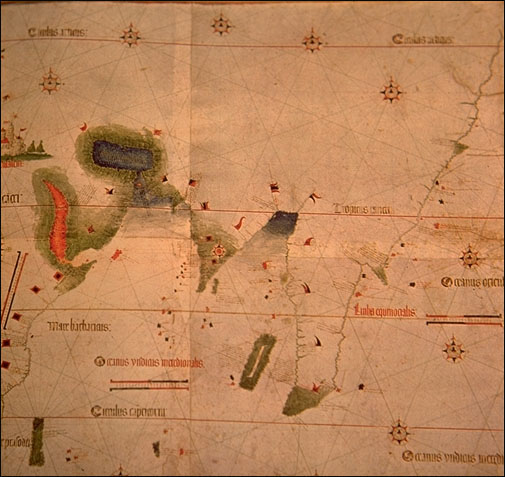 Cantino World Map,1509 detail: Asia