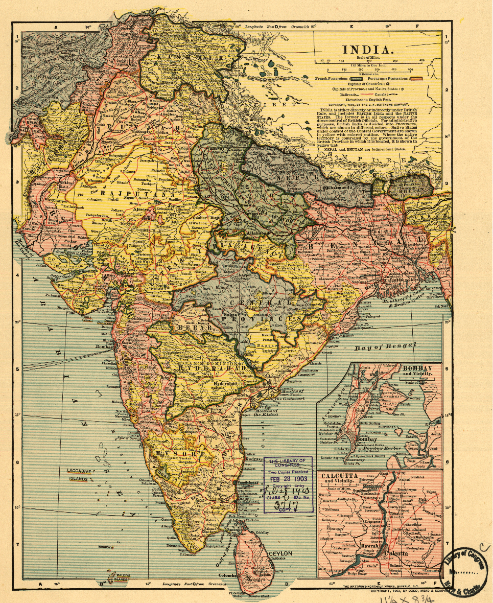 Map of India in the Early-20th Century
