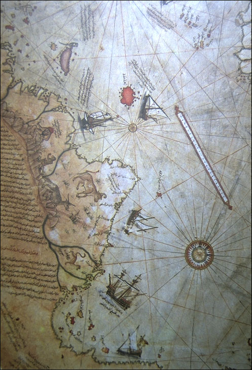 Piri Re'is Map (Turkish) of the New World: detail, South America