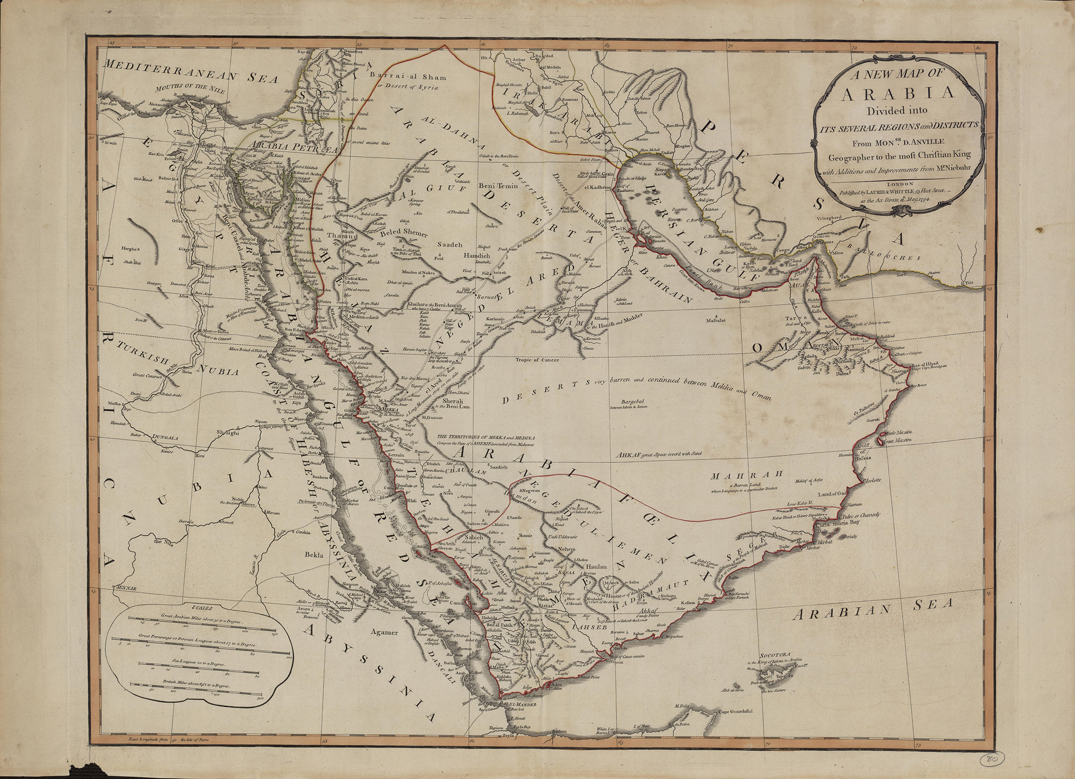 A New Map of Arabia: Divided into Its Several Regions and Districts.