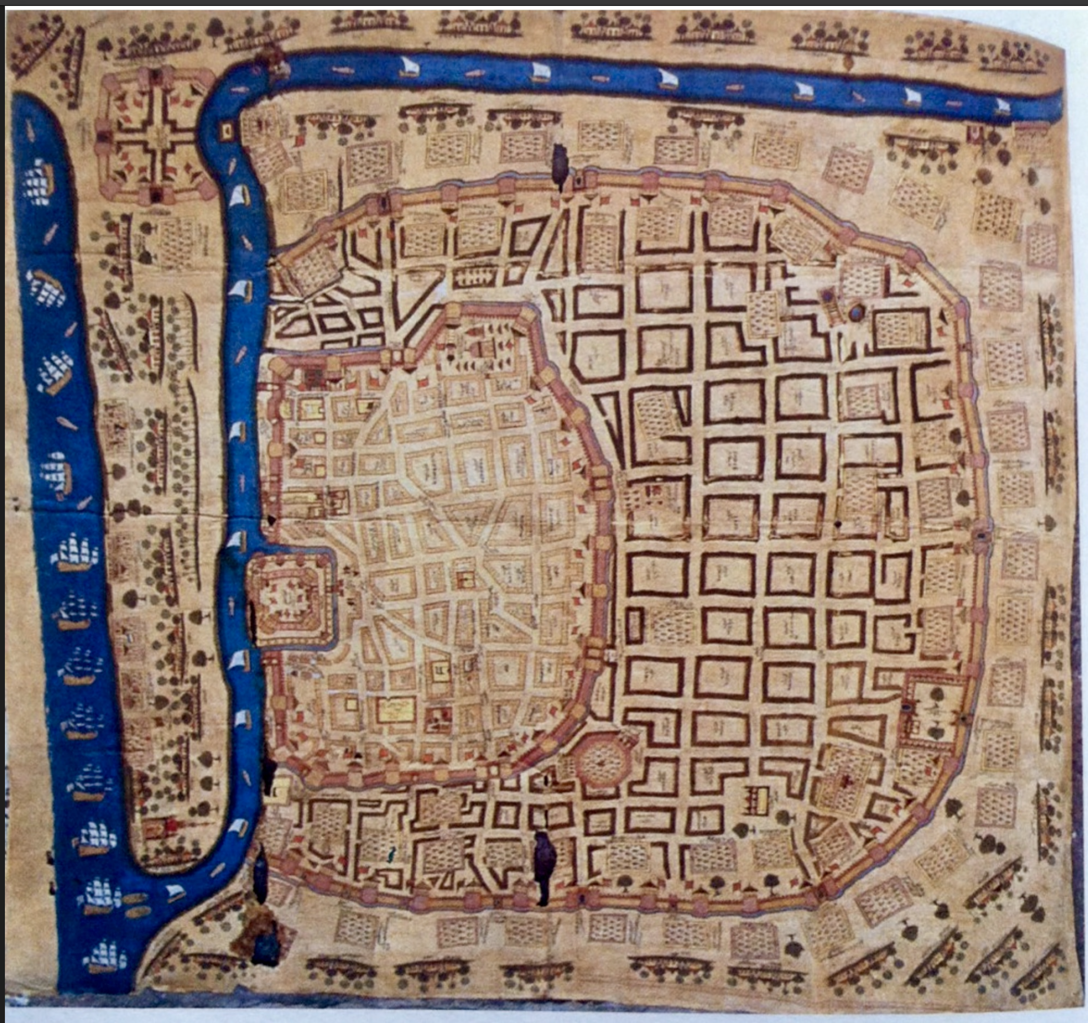 Cloth Map of Surat, Early 18th Century, Preserved in the Jaipur City Palace Museum of Jaipur- 1730